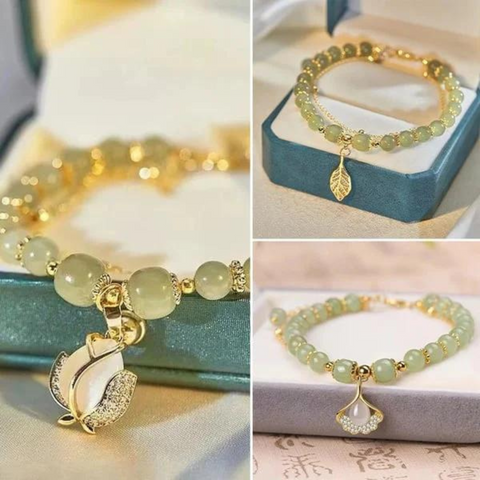 🔥Last Day BUY 1 GET 1 FREE 💞--Wotian Jade Lucky Gold Leaf Bangle FREE SHIPPING WORLDWIDE